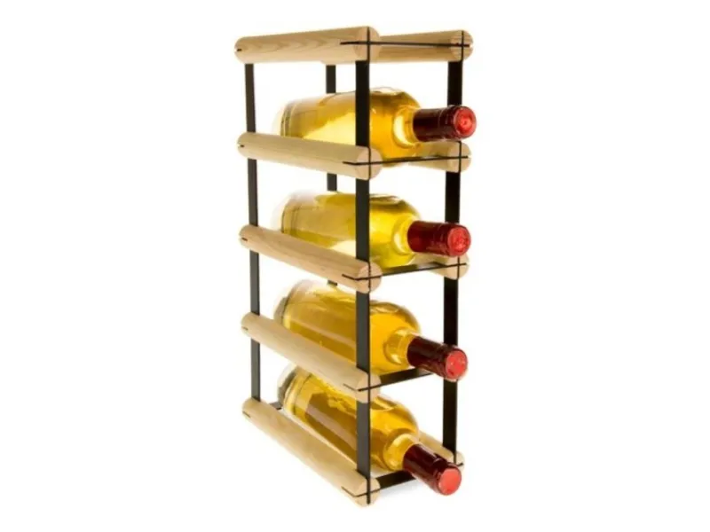 PROREGAL Flaschenregale^Modulares Weinregal Vinotega Mod Metal HxBxT 42,5 x 12,5 x 24,5 cm 1 x 4 Flaschen Massives Kiefernholz Natur