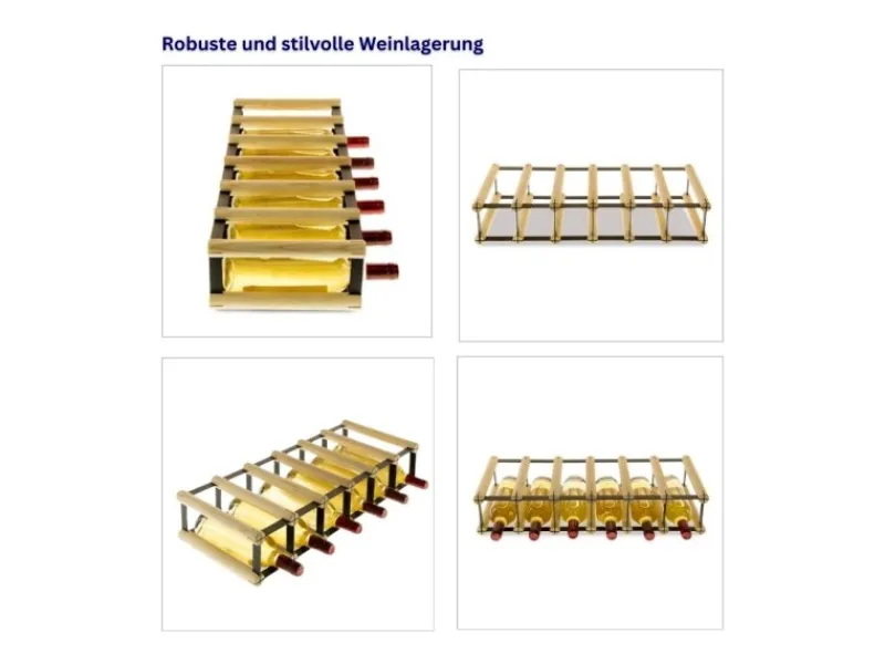 PROREGAL Modulares Weinregal Vinotega Mod Metal HxBxT 12,5 x 62,5 x 24,5 cm 6 x 1 Flaschen Massives Kiefernholz Natur