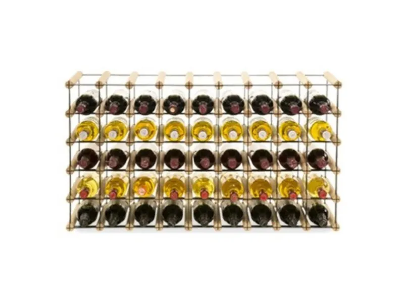 PROREGAL Modulares Weinregal Vinotega Mod Metal HxBxT 52,5 x 92,5 x 24,5 cm 9 x 5 Flaschen Massives Kiefernholz Natur