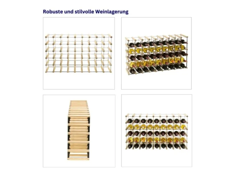PROREGAL Modulares Weinregal Vinotega Mod Metal HxBxT 52,5 x 92,5 x 24,5 cm 9 x 5 Flaschen Massives Kiefernholz Natur