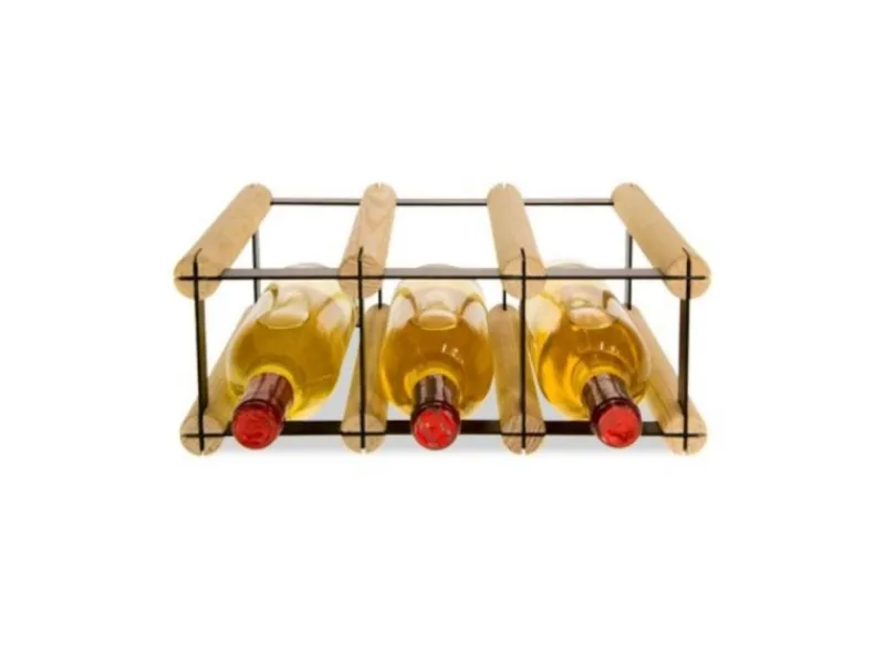PROREGAL Modulares Weinregal Vinotega Mod Metal HxBxT 12,5 x 32,5 x 24,5 cm 3 x 1 Flaschen Massives Kiefernholz Natur