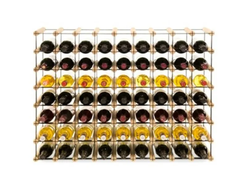 PROREGAL Modulares Weinregal Vinotega Mod Metal HxBxT 72,5 x 92,5 x 24,5 cm 9 x 7 Flaschen Massives Kiefernholz Natur