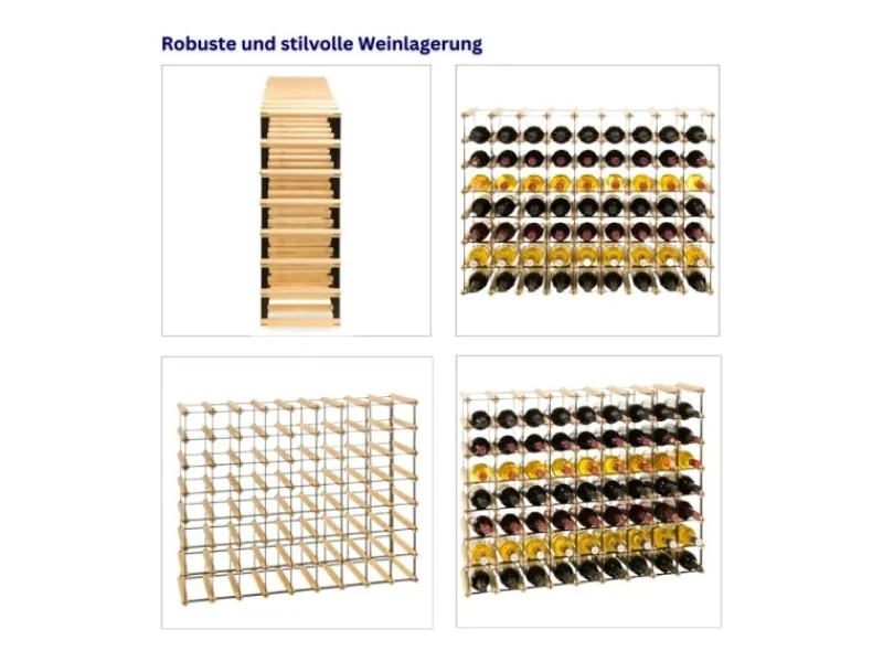 PROREGAL Modulares Weinregal Vinotega Mod Metal HxBxT 72,5 x 92,5 x 24,5 cm 9 x 7 Flaschen Massives Kiefernholz Natur
