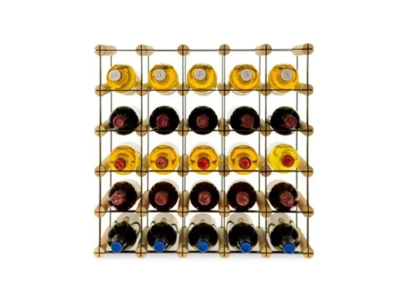 PROREGAL Modulares Weinregal Vinotega Mod Metal HxBxT 52,5 x 52,5 x 24,5 cm 5 x 5 Flaschen Massives Kiefernholz Natur