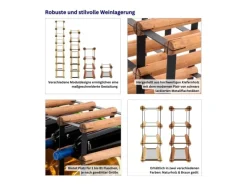 PROREGAL Flaschenregale^Modulares Weinregal Vinotega Mod Metal HxBxT 32,5 x 92,5 x 24,5 cm 9 x 3 Flaschen Massives Kiefernholz Natur
