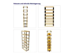 PROREGAL Flaschenregale^Modulares Weinregal Vinotega Mod Metal HxBxT 62,5 x 12,5 x 24,5 cm 1 x 6 Flaschen Massives Kiefernholz Geölt
