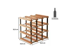 PROREGAL Flaschenregale^Modulares Weinregal Vinotega Mod Metal HxBxT 32,5 x 32,5 x 24,5 cm 3 x 3 Flaschen Massives Kiefernholz Geölt