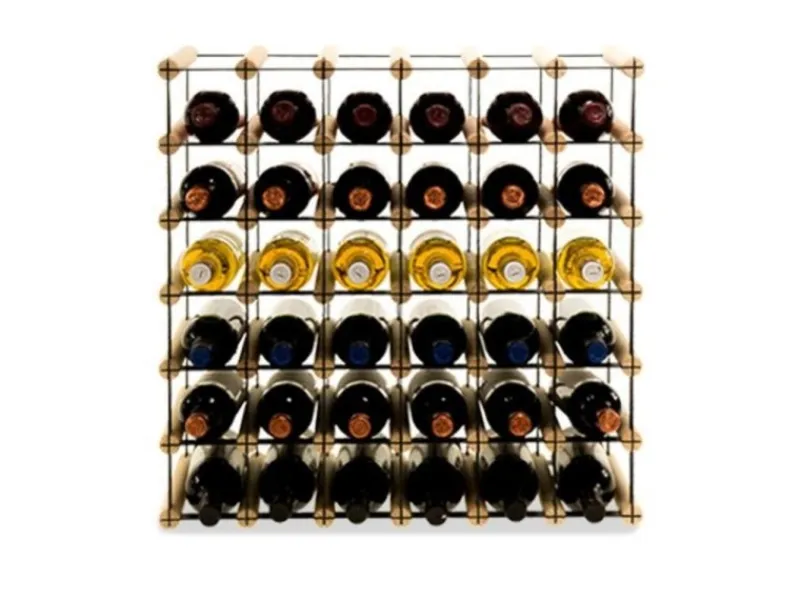 PROREGAL Modulares Weinregal Vinotega Mod Metal HxBxT 52,5 x 62,5 x 24,5 cm 6 x 5 Flaschen Massives Kiefernholz Natur