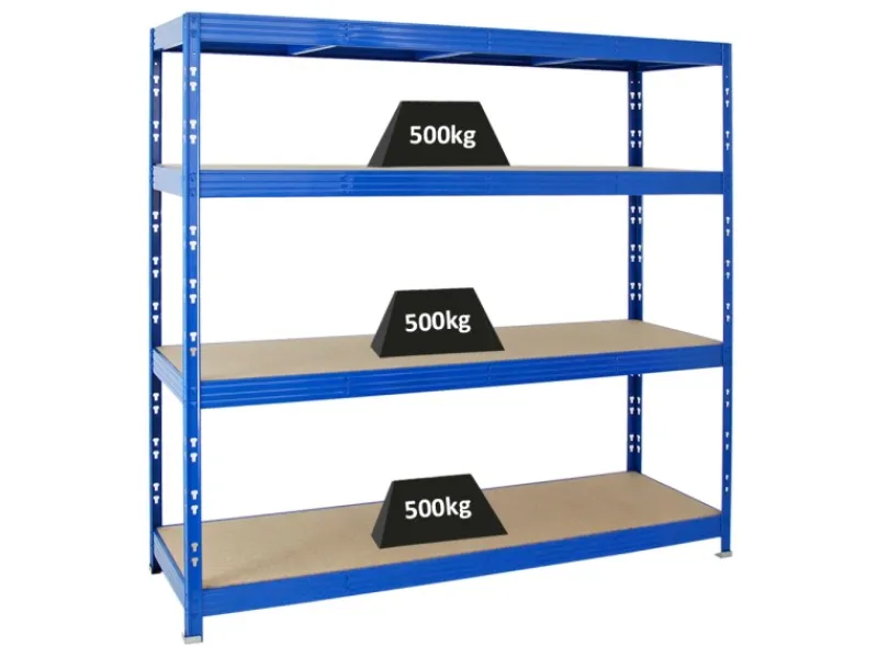 PROREGAL Kellerregale|Metallregale^Profi Schwerlastregal Rhino HxBxT 180 x 200 x 60 cm 4 Spanplatten-Ebenen 8mm Fachlast 500 kg