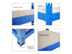 PROREGAL Kellerregale|Metallregale^Profi Schwerlastregal Rhino HxBxT 180 x 200 x 60 cm 4 Spanplatten-Ebenen 8mm Fachlast 500 kg