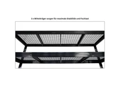 PROREGAL Regalsysteme|Regale Schwarz^Profi Schwerlastregal Rhino HxBxT 180x200x60cm 4 Gitterrost-Ebenen Fachlast 500kg Schwarz Stecksystem Lagerregal Regalsystem