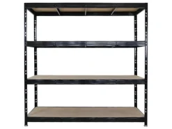 PROREGAL Regale Schwarz|Metallregale^Profi Schwerlastregal Rhino HxBxT 200x200x60cm 4 Spanplatten-Ebenen 8mm Fachlast 500kg Stecksystem Lagerregal Steckregal