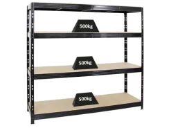 PROREGAL Profi Schwerlastregal Rhino HxBxT 180 x 200 x 60 cm 4 Spanplatten-Ebenen 16mm Fachlast 500 kg