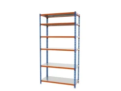 PROREGAL Kellerregale|Schwerlastregal^Schwerlastregal Giant Metal Shark HxBxT 250 x 90 x 50 cm Fachlast 180 kg Blau-Orange