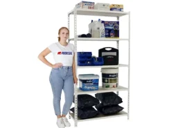 PROREGAL Regal Weiß|Metallregale^Schwerlastregal Big Muli HxBxT 200 x 120 x 40 cm 5 Fachböden Fachlast 200 kg Weiß