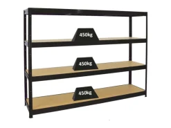 PROREGAL Metallregale|Kellerregale^Schwerlastregal Dino 180x240x60 cm Fachlast 450kg Schwarz