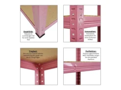 PROREGAL Schwerlastregal PINK LADY HxBxT 180x90x40cm Fachlast 175kg 5 Ebenen Pink Kellerregal Steckregal Garagenregal Lagerregal