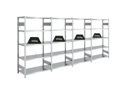 PROREGAL Schwerlastregal Silver Mamba Made In Germany  HxBxT 200 x 400 x 50 cm 5 Ebenen Je 150 kg Fachlast  Verzinkt