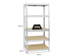 PROREGAL Schwerlastregal Tiger HxBxT 180 x 90 x 60 cm Fachlast 265 kg 5-Ebenen