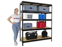 PROREGAL Schwerlastregal Rivet HxBxT 180x150x60 cm Fachlast 250kg Innovatives Stecksystem Schwarz