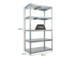 PROREGAL Schwerlastregal Steel Eagle HxBxT 180x100x60cm Fachlast 130kg Verzinkt