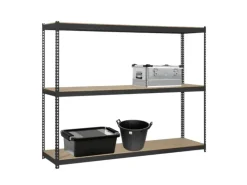 PROREGAL Schwerlastregal Mid Wood Yeti Three HxBxT 150 x 150 x 45 cm Fachlast 400 kg Anthrazit