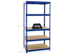 PROREGAL Schwerlastregal Tiger HxBxT 180 x 90 x 60 cm Fachlast 265 kg 5-Ebenen