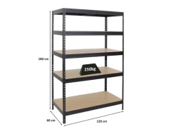 PROREGAL Metallregale|Kellerregale^Schwerlastregal Rivet HxBxT 180 x 120 x 60 cm Fachlast 250 kg Innovatives Stecksystem