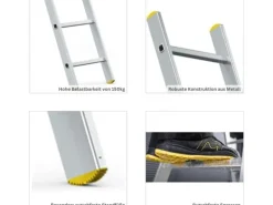 PROREGAL Sprossen-Anlegeleiter Economy Plus Ohne Traverse 5 Sprossen Arbeitshöhe 2,43 m Traglast 150 kg