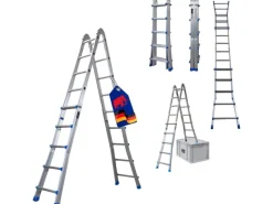 PROREGAL Sprossen-Mehrzweckleiter APOLLO 3-In-1 Aluminiumleiter 4x5 Sprossen Bis Zu 5 M Höhe 150 kg Traglast Klappleiter Stehleiter