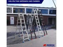 PROREGAL Sprossen-Mehrzweckleiter APOLLO 3-In-1 Aluminiumleiter 4x5 Sprossen Bis Zu 5 M Höhe 150 kg Traglast Klappleiter Stehleiter
