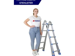 PROREGAL Sprossen-Mehrzweckleiter APOLLO 3-In-1 Aluminiumleiter 4x5 Sprossen Bis Zu 5 M Höhe 150 kg Traglast Klappleiter Stehleiter