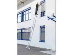 PROREGAL Klapptritte^Sprossen-Schiebeleiter mit Standard-Traverse 2 x 17 Sprossen