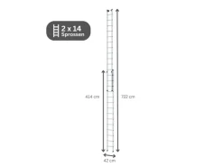 PROREGAL Sprossen-Schiebeleiter 2-Teilig Ohne Traverse 2 x 14 Sprossen