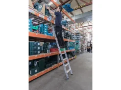 PROREGAL Klapptritte^Stufen-Regalleiter Fahrbar 14 Stufen