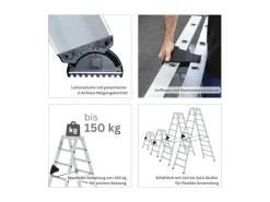 PROREGAL Klapptritte^Stufen-Stehleiter Beidseitig Begehbar 2 x 9 Stufen