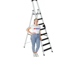 PROREGAL Stufen-Stehleiter Einseitig Begehbar mit Clip-Step Relax 9 Stufen