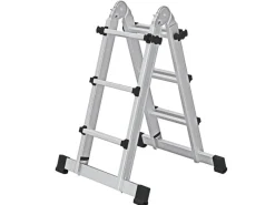 PROREGAL Klapptritte^Teleskopleiter 4-Teilig mit Traverse 4 x 3 Sprossen