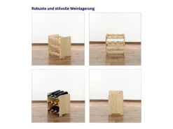 PROREGAL Weinregal Pinotwine C HxBxT 36 x 34,4 x 26,5 cm 9 Flaschen Massives Kiefernholz Natur Unbehandelt