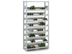 PROREGAL Flaschenregale^Weinregal Stecksystem T-Profil Grundregal HxBxT 200 x 130 x 30 cm Fachlast 35 kg 8 Ebenen Für 200 Flaschen Lichtgrau