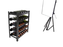PROREGAL Weinregal Toskana HxBxT 75 x 60 x 30 cm 30 Flaschen Auf 5 Ebenen Schwarz Wein Metallregal Weinständer Flaschenständer
