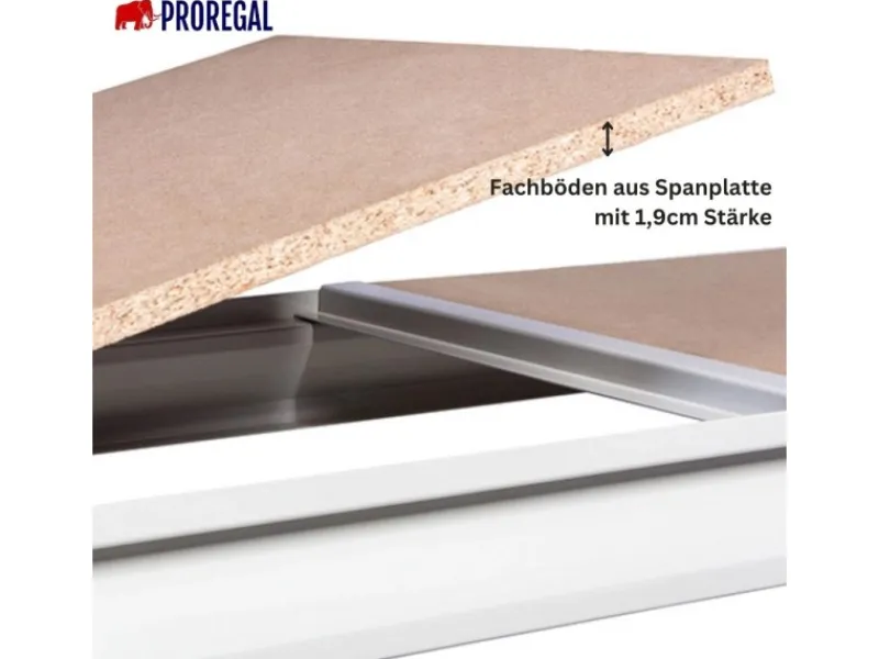 PROREGAL Büroregale^Weitspannregal Maximus Pro Grundregal HxBxT 250 x 260 x 50 cm 2 Ebenen Spanplatten Fachboden Fachlast 490 kg Lichtblau & Lichtgrau