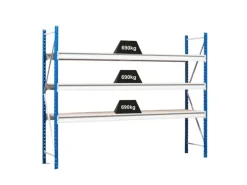 PROREGAL Kellerregale^Weitspannregal Maximus Pro Grundregal HxBxT 200 x 200 x 60 cm 4 Ebenen Spanplatten Fachboden Fachlast 690 kg Lichtblau & Lichtgrau