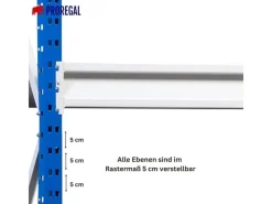 PROREGAL Kellerregale^Weitspannregal Maximus Pro Grundregal HxBxT 200 x 200 x 60 cm 4 Ebenen Spanplatten Fachboden Fachlast 690 kg Lichtblau & Lichtgrau