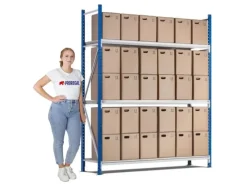 PROREGAL Kellerregale^Weitspannregal Maximus Grundregal HxBxT 200 x 200 x 40 cm 7 Ebenen Spanplatten Fachboden Fachlast 400 kg Lichtblau & Lichtgrau