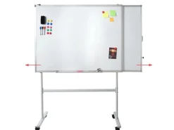 PROREGAL Whiteboard HxBxT 167x186x57 cm Mobil Rollbar Inkl. Zubehör Mit Ausziehbarer Tafel Magnettafel Memoboard Pinnwand