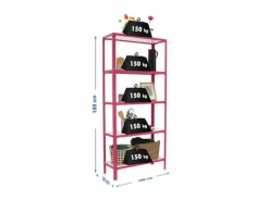 PROREGAL Wohnregal Living Koala Wood mit 5 Fachböden HxBxT 180 x 100 x 30 cm Fachlast 150 kg Rosa/Weiß