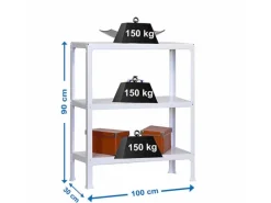 PROREGAL Wohnregal Living Koala Metal mit 3 Fachböden HxBxT 90 x 100 x 30 cm Fachlast 150 kg Weiß/Weiß