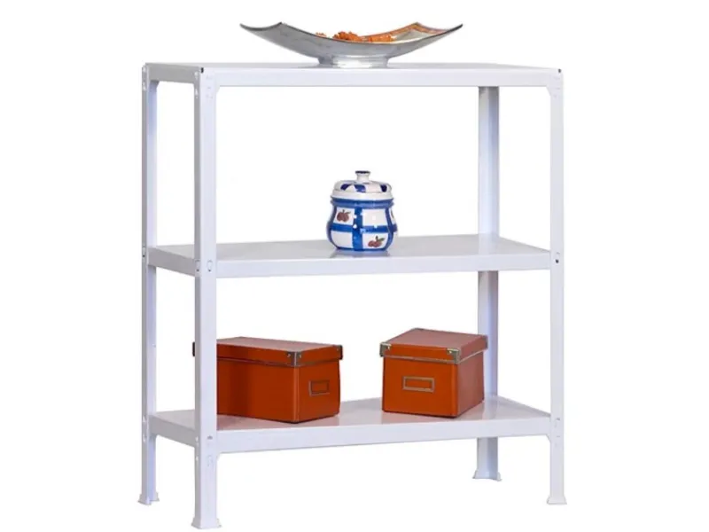 PROREGAL Wohnregal Living Koala Metal mit 3 Fachböden HxBxT 90 x 100 x 30 cm Fachlast 150 kg Weiß/Weiß