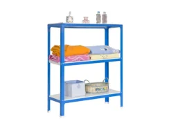 PROREGAL Wohnregal Living Koala Metal mit 3 Fachböden HxBxT 90 x 80 x 40 cm Fachlast 150 kg Blau/Weiß